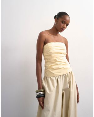 TOPSHOP Gathered Bandeau Top - Natural