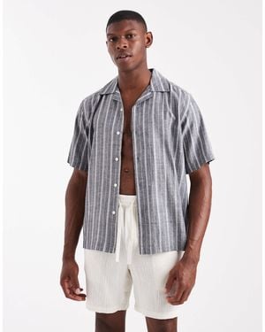 Only & Sons Chemise à manches courtes en lin mélangé rayé - Multicolore