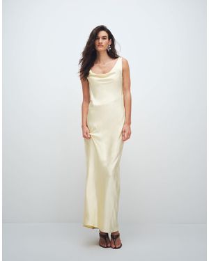 4th & Reckless Satin Cowl Neck Lace Back Maxi Dress - White