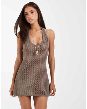 ASOS Crochet Knit Halter Mini Dress - Brown