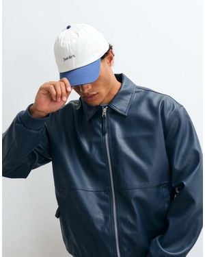 ASOS Faux Leather Oversized Bomber Jacket - Blue
