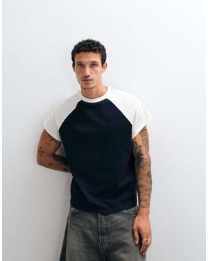 ASOS Boxy Oversized Raglan T-shirt With Cap Sleeve - Blue