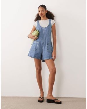 ASOS – jeans-playsuit - Blau