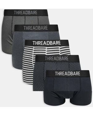 Threadbare 5 Pack Hipster Boxers - Black