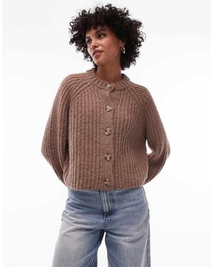 TOPSHOP Cardigan Girocollo - Marrone