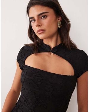ASOS Mesh Devoré Con Colletto Alla Coreana E Maniche Ad Aletta - Nero