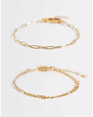 ASOS 14k Plated Pack Of 2 Chain Bracelets - Natural