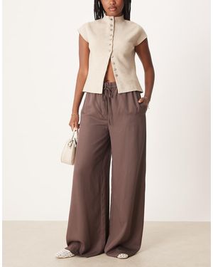 Mango Pantalones Holgados Con Lazada En La Cintura De - Marrón