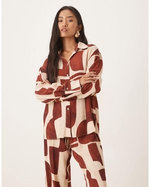 Mango Long Sleeve Shirt Co-ord - Red