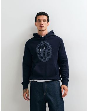 GANT Sweat à capuche avec logo style universitaire sur le devant - Bleu