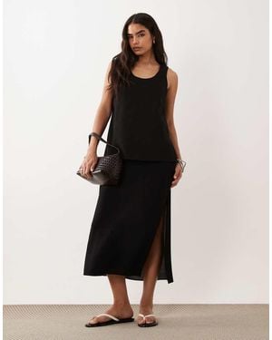 ASOS Vestito Midi A Colonna A Doppio Strato - Nero