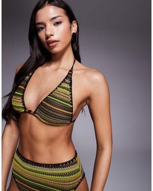 ASOS Kenny Crochet High Apex Triangle Bikini Top - Grey