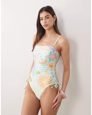 Never Fully Dressed Cami Ruched Side Detail Swimsuit - Blue