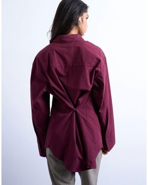 TOPSHOP Cinched Oversized Poplin Shirt - Purple
