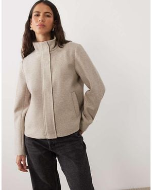 Vila Chaqueta Corta Con Cuello Alzado Efecto Lana En Mezcla Jaspeada Clara-Multi - Neutro