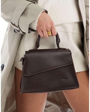 PASQ Diagonal Flap Grab Bag With Crossbody Strap - Brown