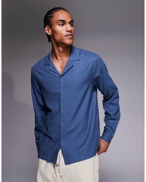 South Beach Long Sleeve Linen Shirt - Blue