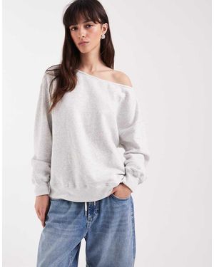 Hollister Sudadera Con Escote Bardot Asimétrico De - Blanco