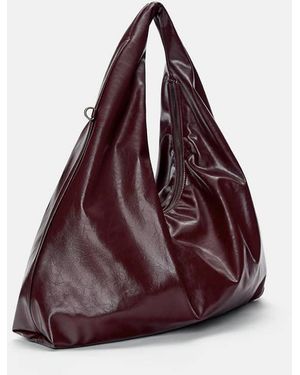Pull&Bear Borsa Shopping Stropicciata Bordeaux - Viola
