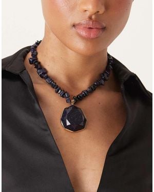 ASOS Limited Edition Necklace With Faux Stone Chippings And Stone Pendant - Black