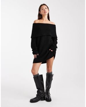 off one shoulder black dress First Impressions One Shoulder Midi Dress Black