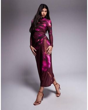 DASKA Exclusive High Neck Maxi Dress - Purple