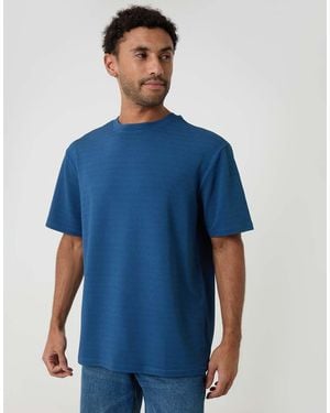 Threadbare Relaxed Fit Textured Crew Neck T-Shirt - Blue