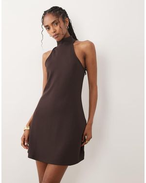 River Island Halterneck Neoprene Mini Dress - Brown