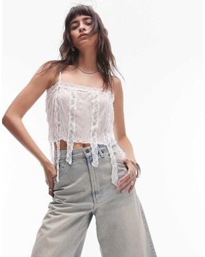 TOPSHOP Vintage Lace Tassel Cami - White