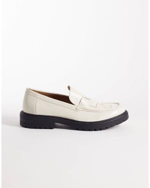 SEQWL Pier Chunky Loafer With Woven Upper - White