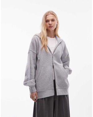 ARKET Sudadera Jaspeado Con Capucha Y Cremallera De Tejido Grueso De - Gris