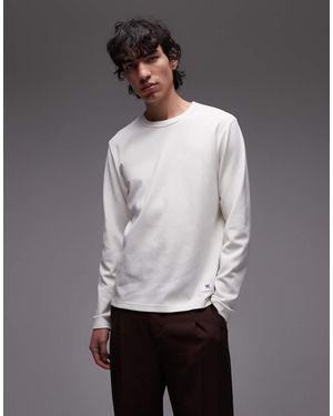 DOUBLE A by WOOD WOOD Camiseta De Manga Larga De Tejido Texturizado Hendrix De -Blanco - Gris