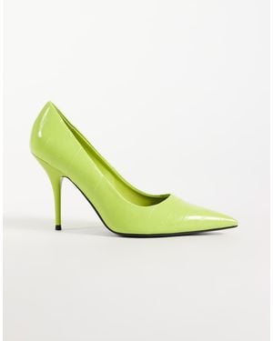 ASOS Perth Zapatos De Salón De Tacón Alto De Aguja Con Punta En Estampado De Cocodrilo Lima-Verde