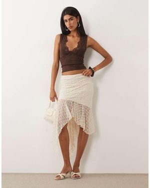 ASOS Geborduurde Midirok Met Zakdoekzoom - Naturel
