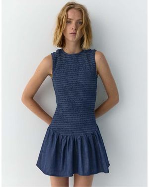 Pull&Bear Short Smock Dress - Blue