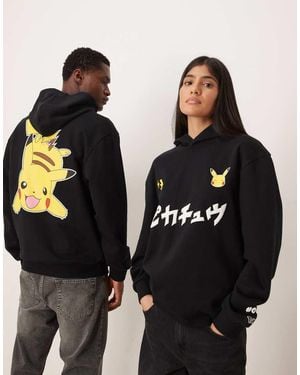 ASOS Sudadera Negra Holgada Con Capucha Y Estampado De Pikachu De "Pokémon" De - Negro