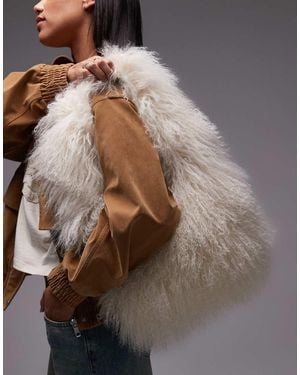 Urbancode Oversized Mongolian Shearling Bag - Brown