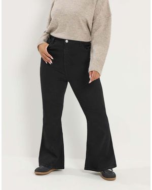 Yours Clothing Flare Stretch Jeans - Black