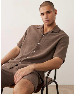 SELECTED Overhemd Met Textuur - Bruin