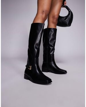 Public Desire Mackie Knee Boots With Buckle - Black