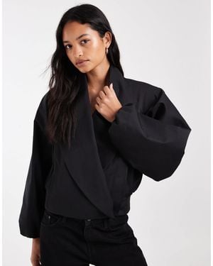 ASOS Shawl Collar Wrap Bomber Jacket - Black