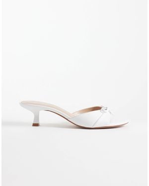 Mango Faux Leather Bow Detail Heeled Mule - White