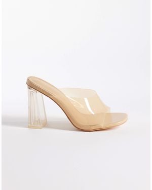 Public Desire Kyoto Transparent Heeled Mules - White