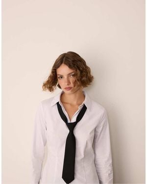 Stradivarius Fitted Poplin Shirt - White