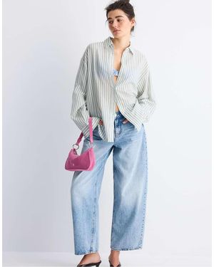 Stradivarius Linen-effect Shirt - Blue