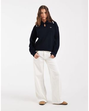 Fred Perry Strickhemd mit kontrastierendem, weitem kragen - Blau