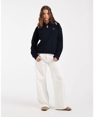 Fred Perry Contrast Wide Collar Knitted Shirt - Blue