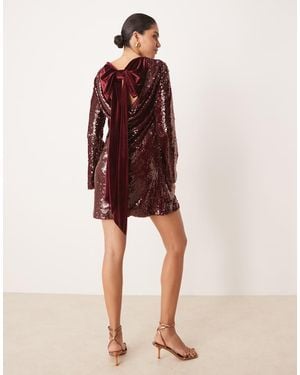 Pretty Lavish Embellished Detachable Bow Back Mini Dress - Red