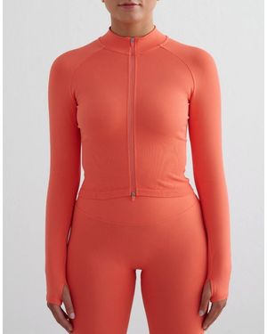 Aim'n Giacca Modellante Senza Cuciture Color Mandarino Con Zip - Rosso