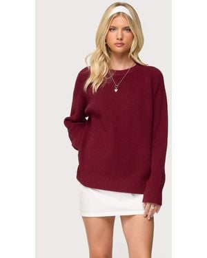 Edikted Lavonne Oversized Knit Raglan Jumper - Red